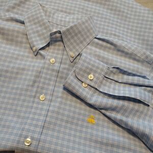 Brooks Brothers Button Down Shirt Check Blue Long Sleeve Golden Fleece Medium